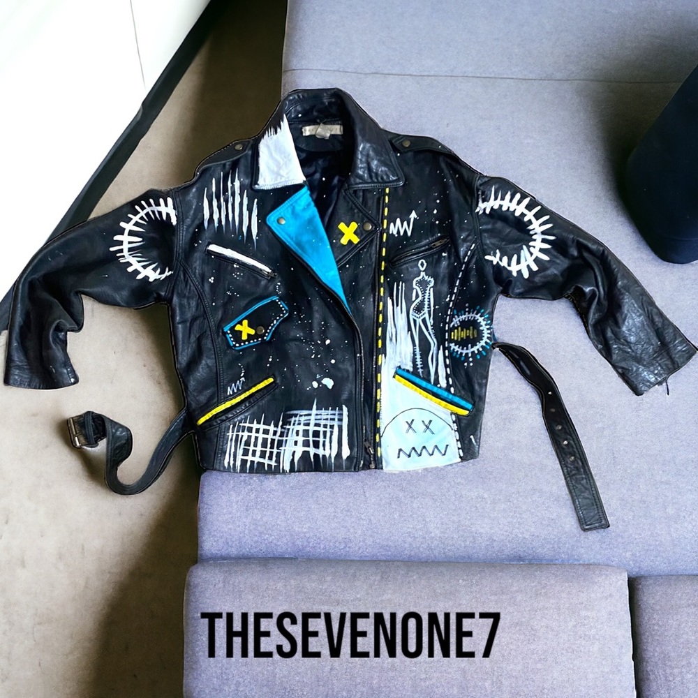One-of-a-kind, custom handpainted, leather jacket.